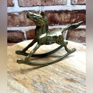1980s Vintage Brass Rocking Horse